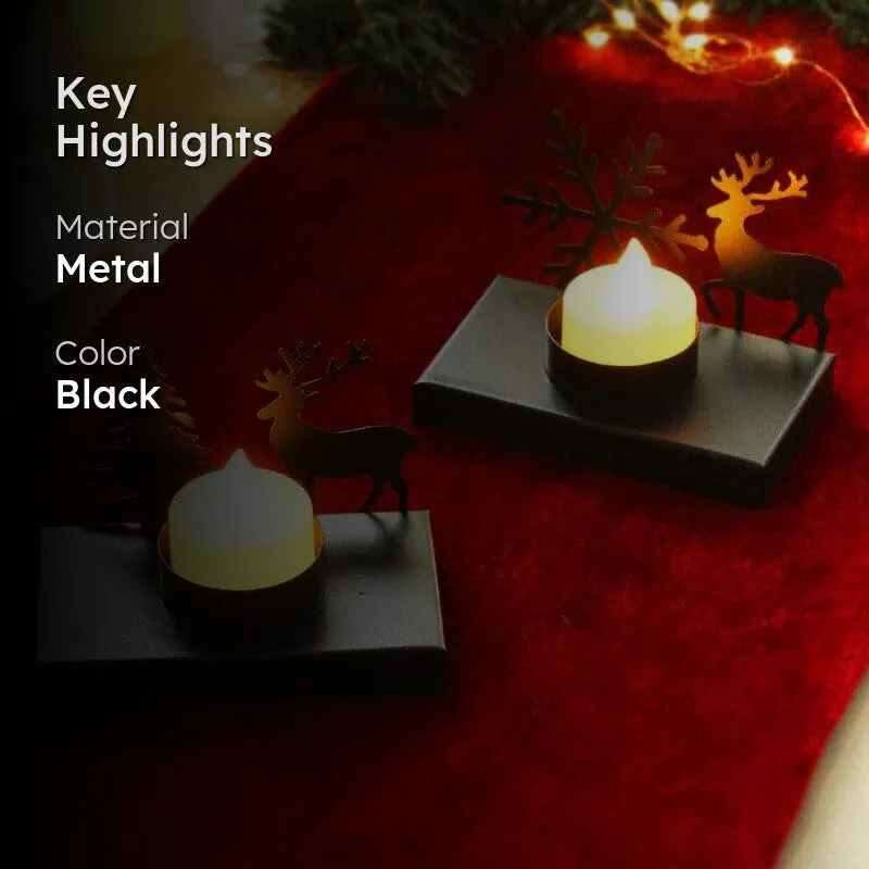Snowy Glow Tealight Candle Holder (Black) - Set Of Two media 2