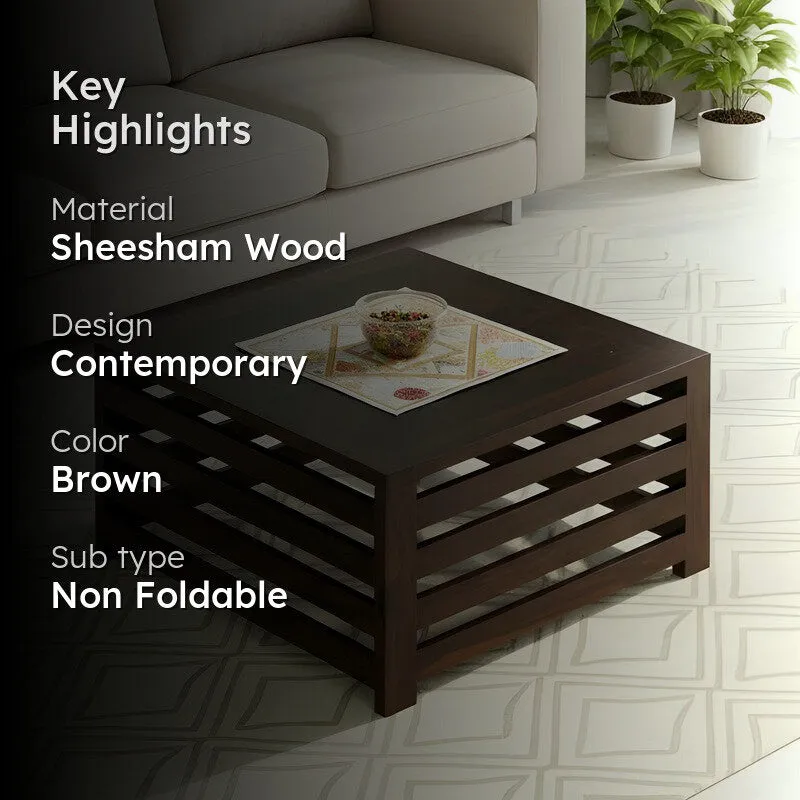 Qervo Sheesham Wooden Center Table - Taupe media 2
