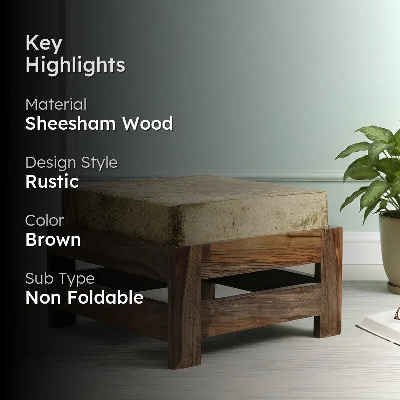 Mexon Sheesham Wooden Bench with Stool (Brown) - Two Piece Set media 2