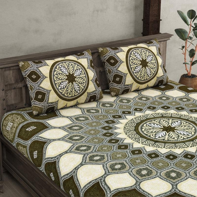 Navaj Mandala Cotton Bedsheet (Green) - 240 TC media 4