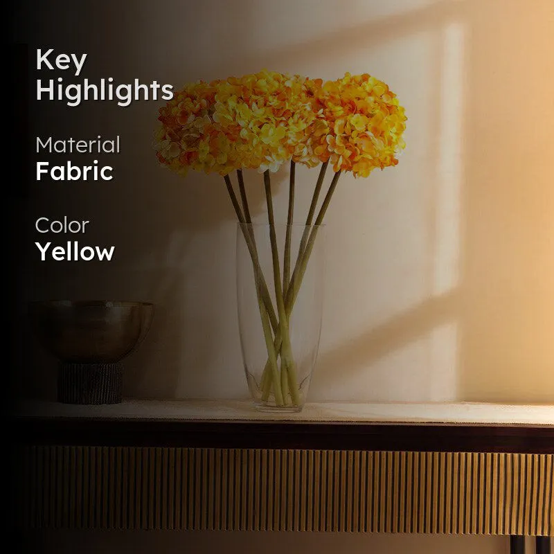 Artificial Realistic Hydrangea Flower Stick (Yellow) - Set Of Three media 2