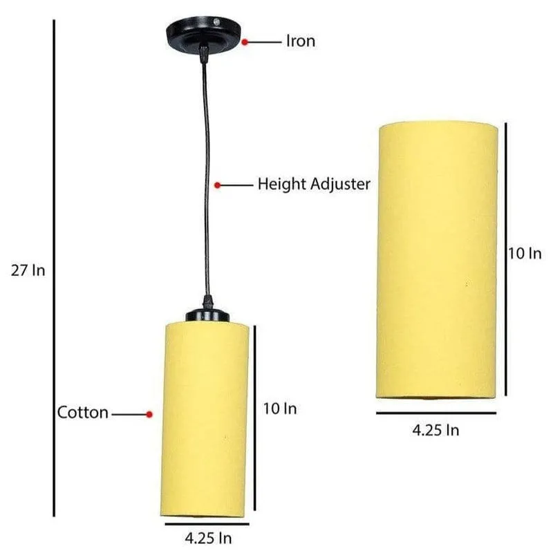 AuraGlow Cylindrical Fabric Ceiling Lamp - Yellow media 6