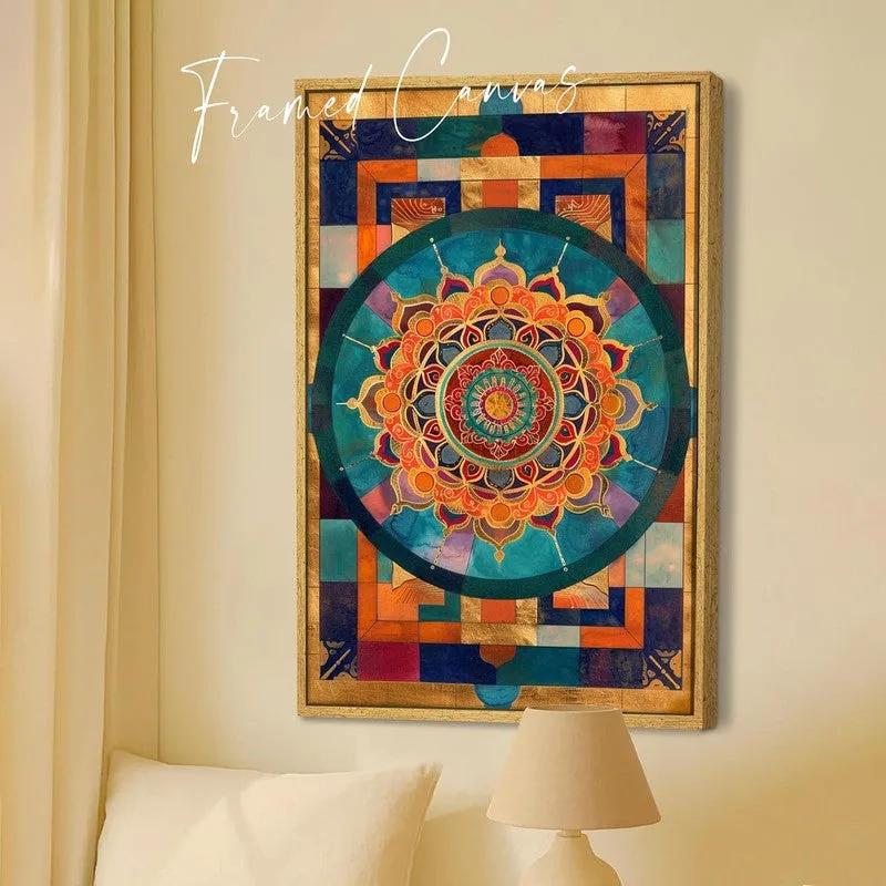 Emerald Mandala Canvas Wall Art With Frame media 5