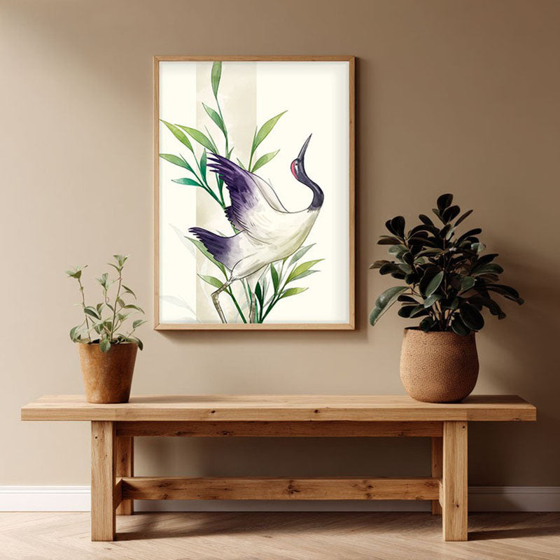 Feather & Foliage Botanical Archival Paper Wall Art - Natural Brown Frame