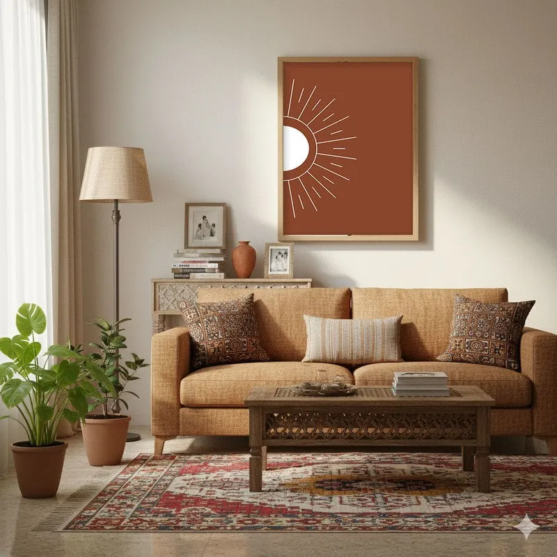 Primal Glow Canvas Wall Painting With Brown Frame media 4