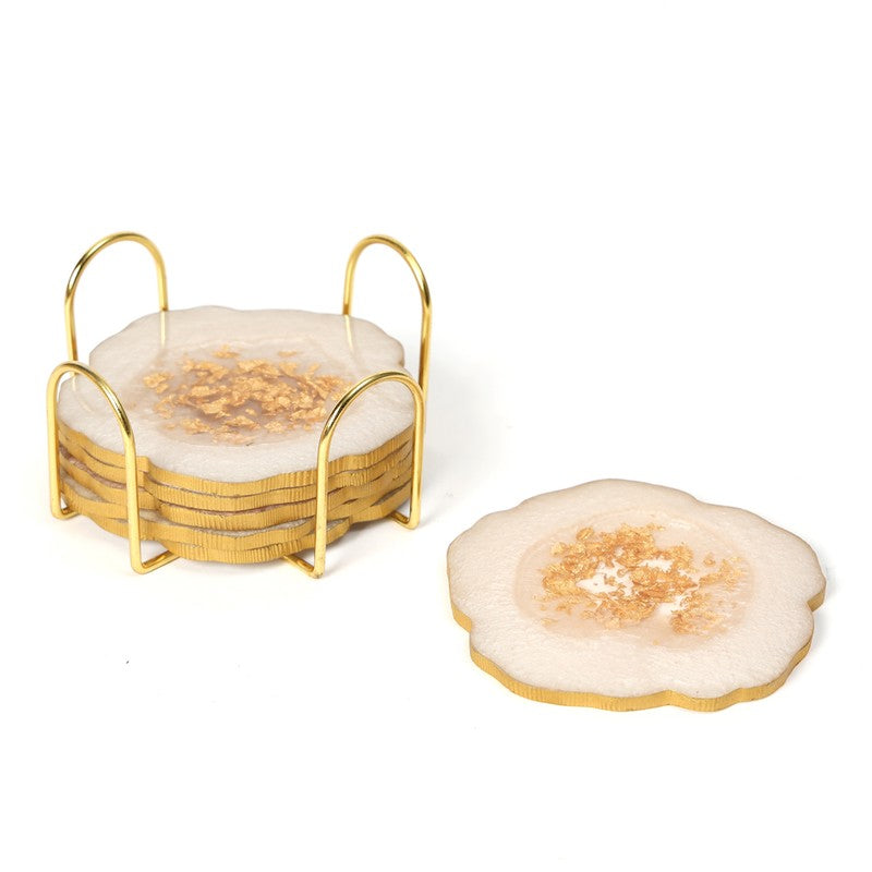 Celeste Crystal Coaster With Stand (White) - Seven Piece Set media 5