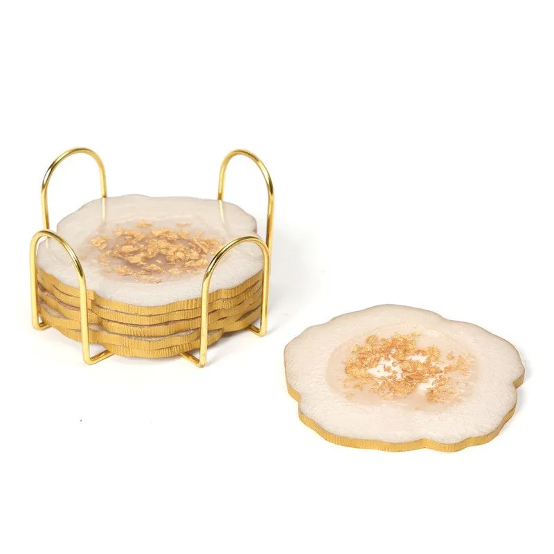 Celeste Crystal Coaster With Stand (White) - Seven Piece Set media 5