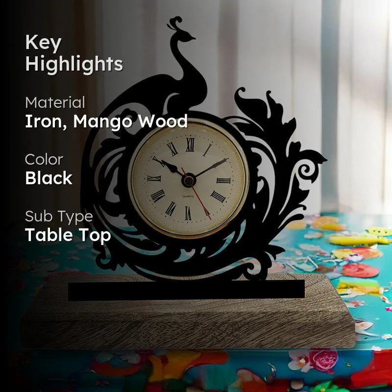 Peacock Lines Analog Table Clock media 2