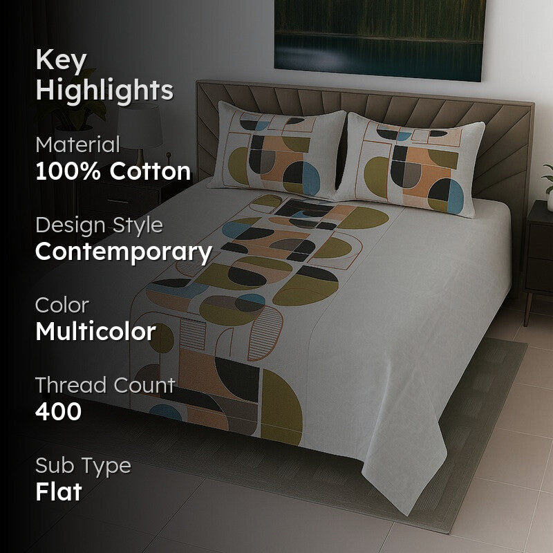 Textura Cotton Bedsheets (Olive,Off White) - 400 TC media 2