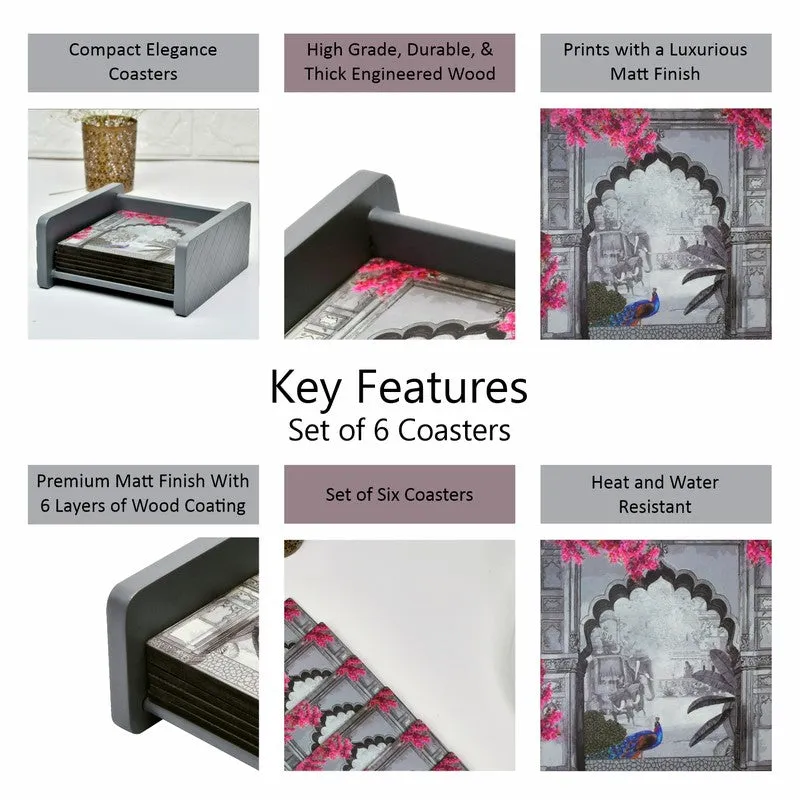 Marble Luxe Wooden Coasters with Holder - Seven Piece Set media 5
