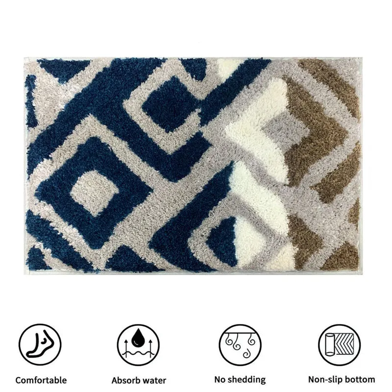 Fluffy Diamonds Microfiber Bath Mat - Teal media 8