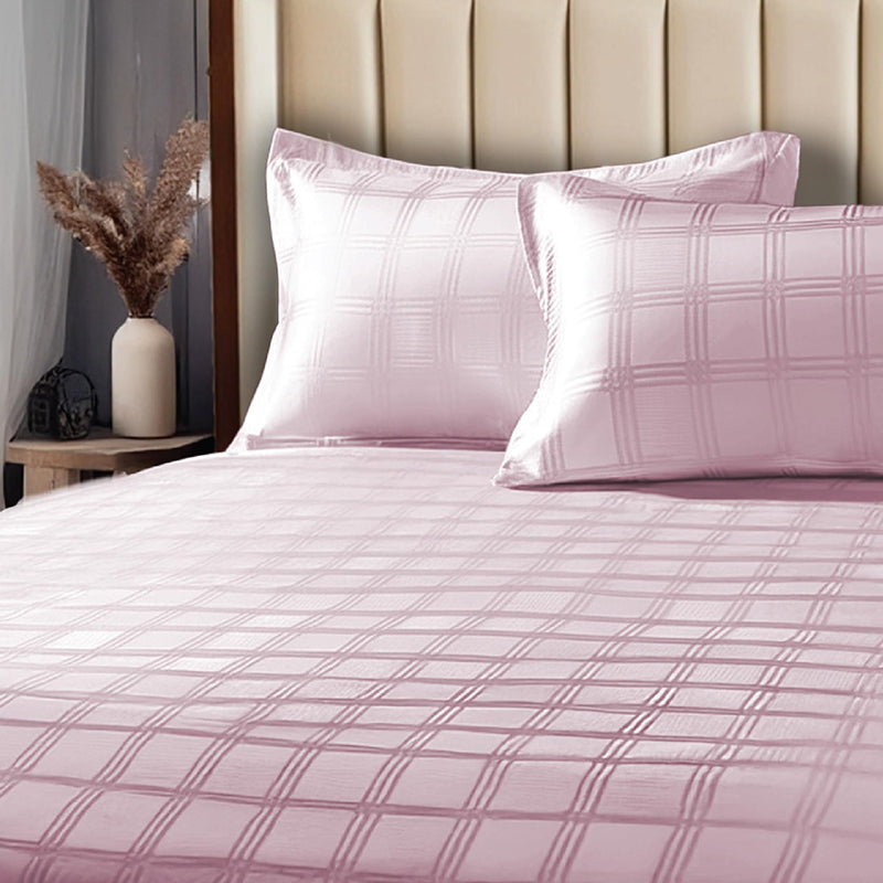Urban Space Pink Checks Cotton Bedsheet - 300 TC media 8