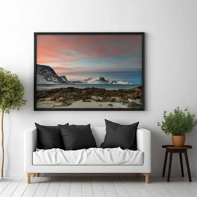 Winter Dawn Canvas Wall Painting - Black Frame media 3