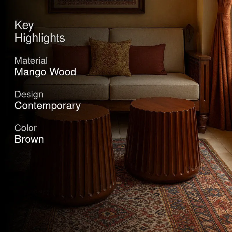 Fluted Barrel Mango Wood Coffee Table media 2