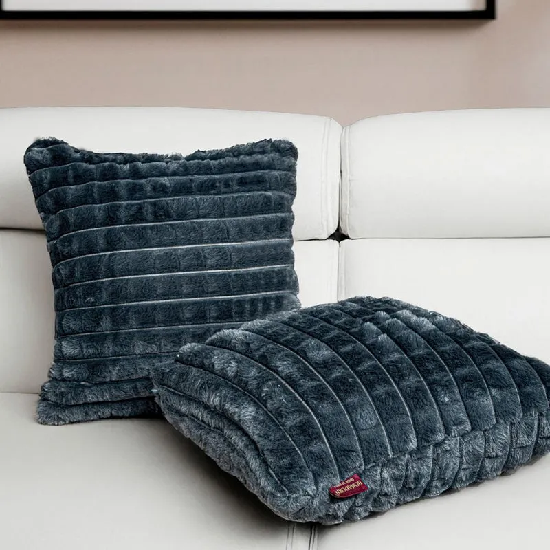 Frost Waffle Dark Grey Cushion Cover (Square) Set of Two media 1