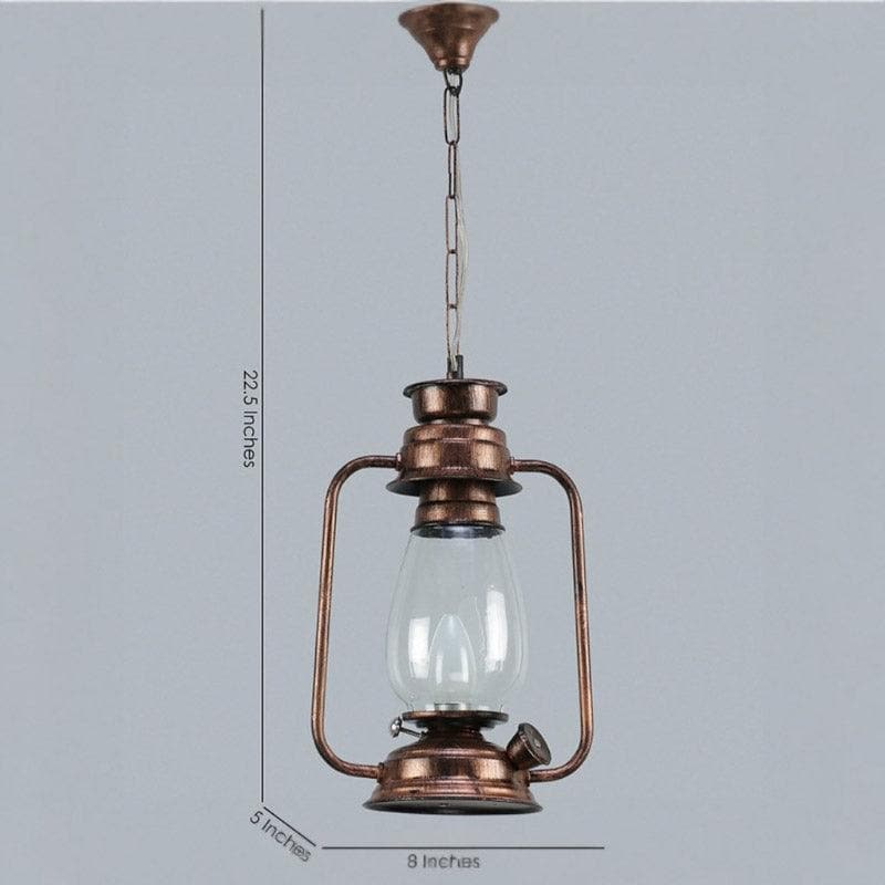 Faris Lantern Metal Glass Ceiling Lamp - Copper media 4