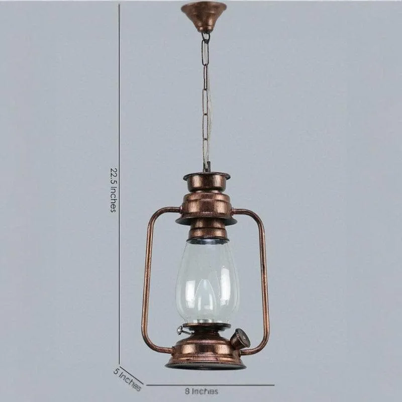 Faris Lantern Metal Glass Ceiling Lamp - Copper media 4