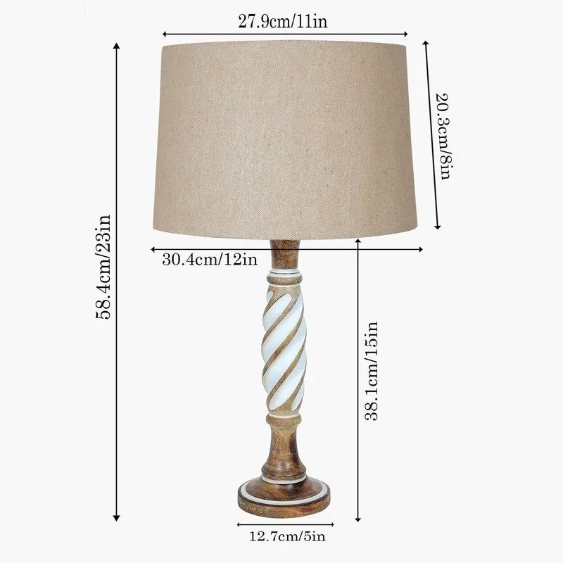 IllumeCraft Designer Wooden Table Lamp - Beige,Brown media 7