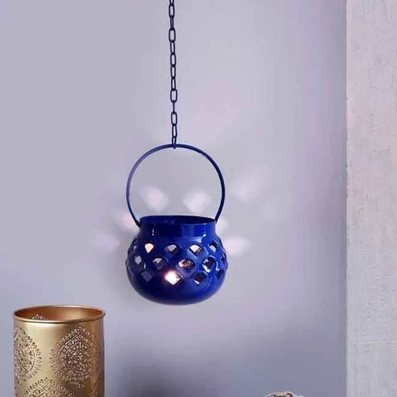 Marakki Matki Tealight Candle Holder (Blue) - Set Of Two media 3
