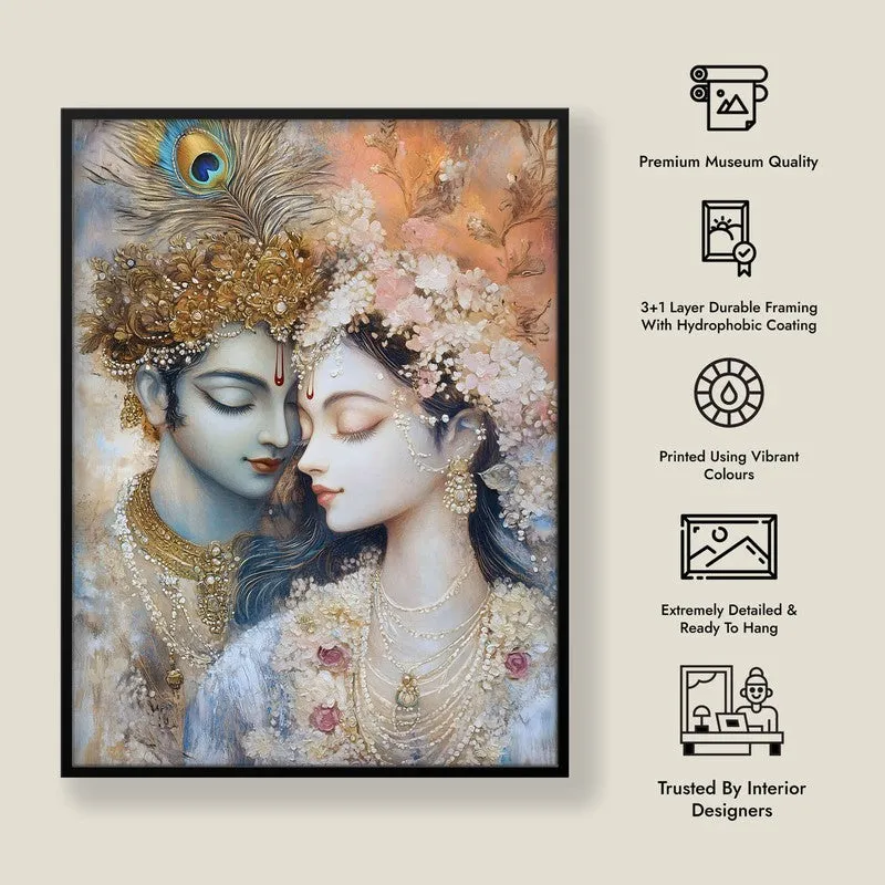 Radha Govindam Spiritual Archival Paper Wall Painting With Frame - Black media 8