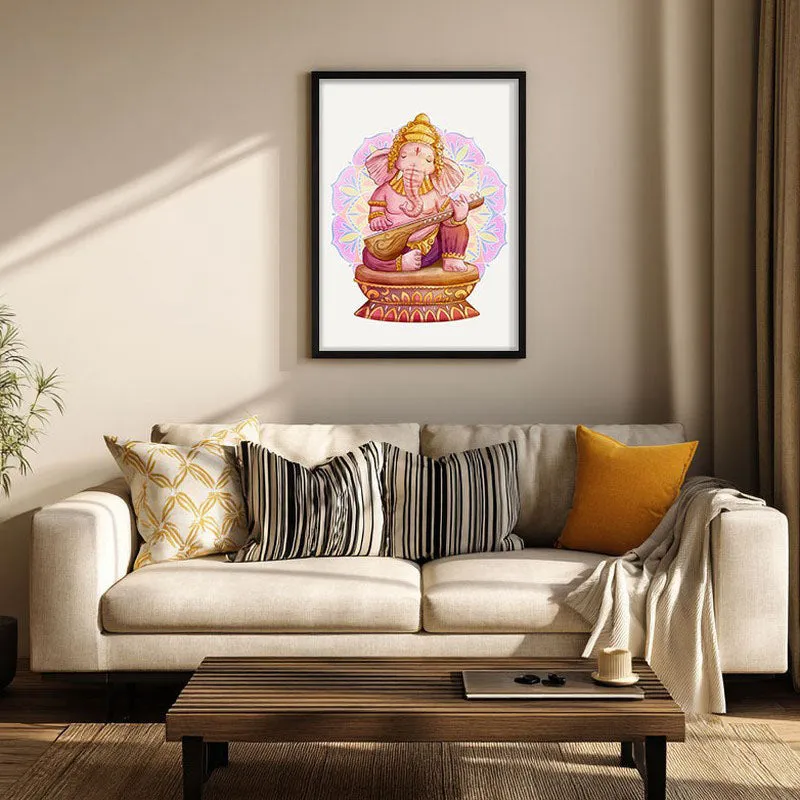 Veena Vinayaka Archival Paper Wall Art With Frame media 1