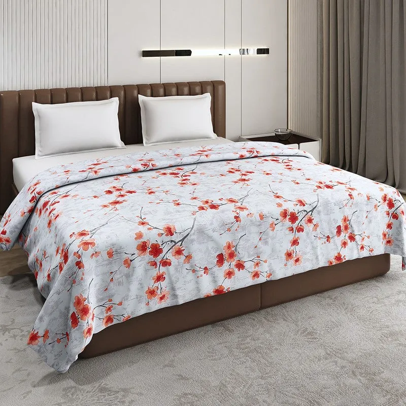 Monte Carlo Bluemora Floral Print Polyester Blanket (Red) - 210 GSM media 1