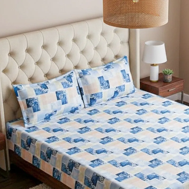 Cubescape Cotton Bedsheet (Blue) - 180 TC media 3