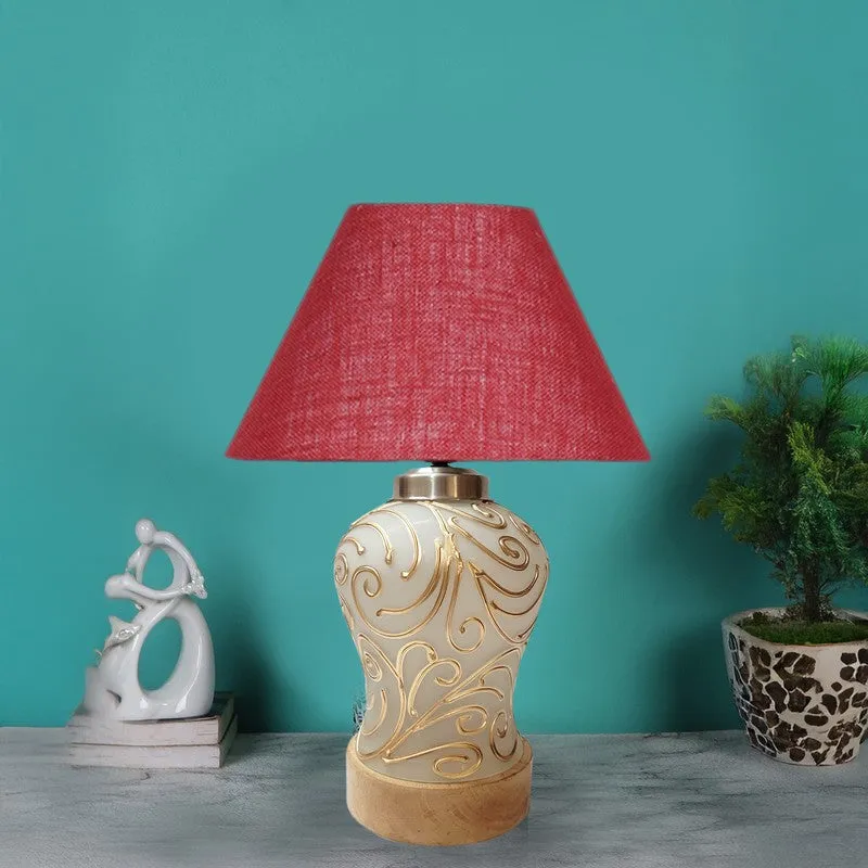 Lumithra Wooden Table Lamp - Maroon media 3