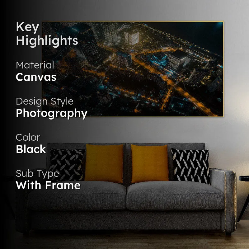 Ariel City Lights View Canvas Wall Painting media 2