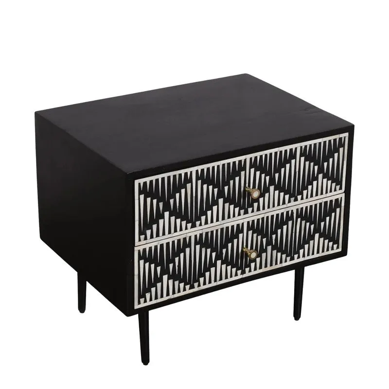Modern Black Mother of Pearl Bedside Table media 3