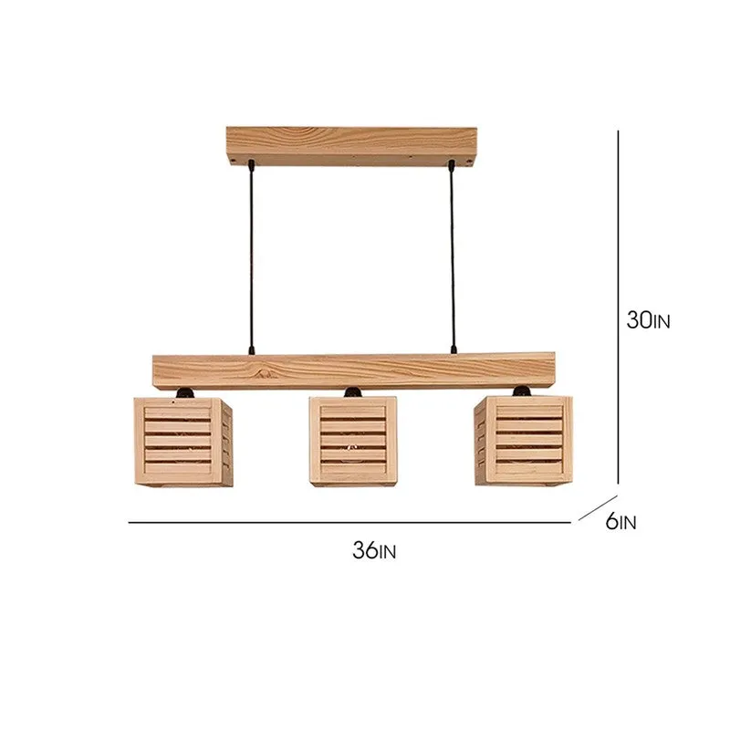 TriFrame Wooden Ceiling Lamp - Beige media 7