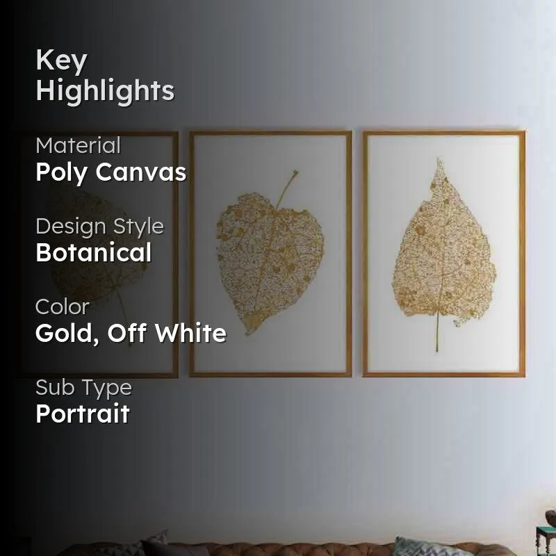 Big Leaf Poly Canvas Wall Art - Set Of Three media 2