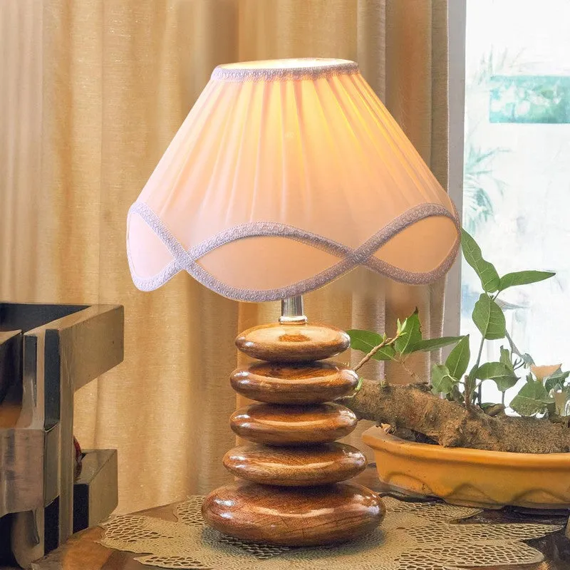 Raelynn Cotton Table Lamp With Wooden Base - Ivory media 4