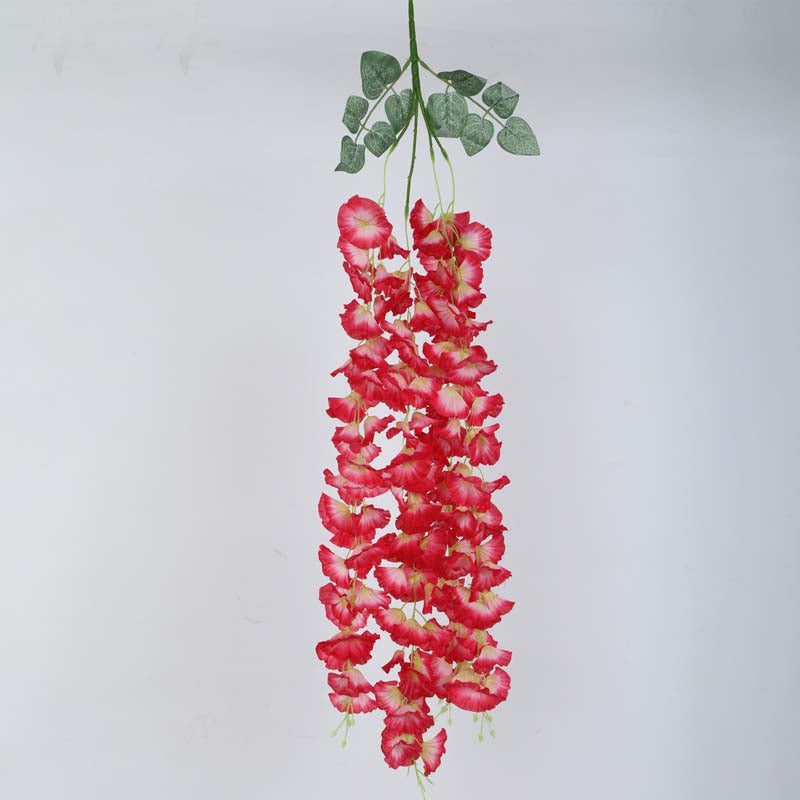 Faux Lush Hanging Morning Glory Plant (Red) -  2.8 Feet media 4