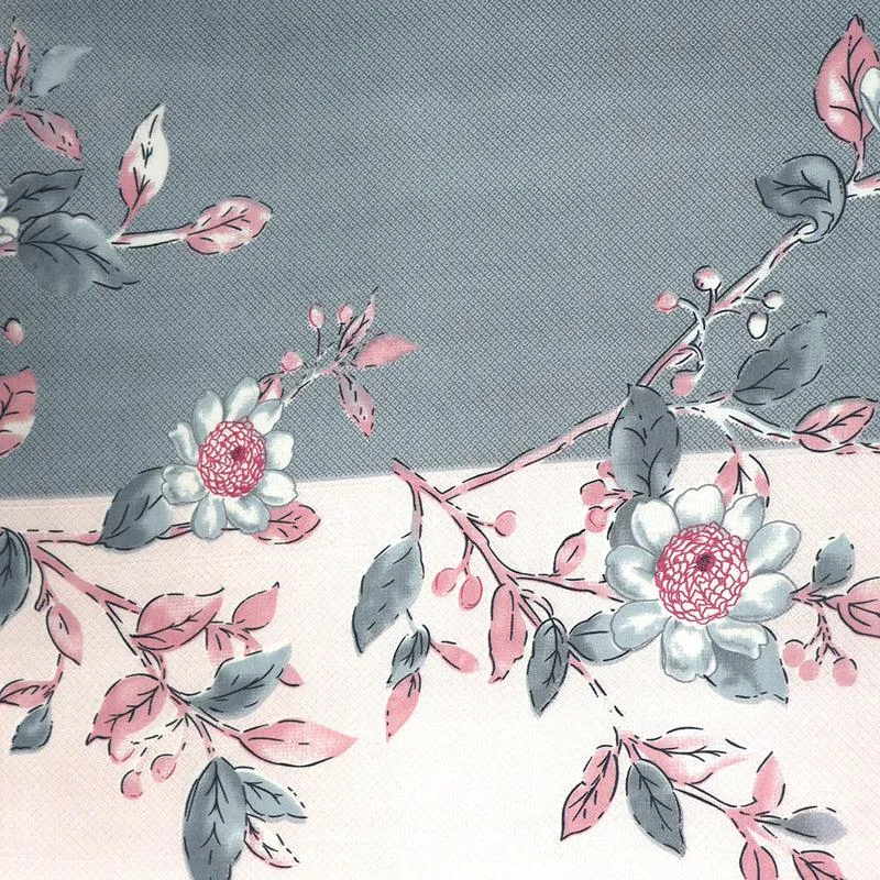 Dayita Floral Microfiber Bedsheet (Pink & Blue) - 110 GSM media 5