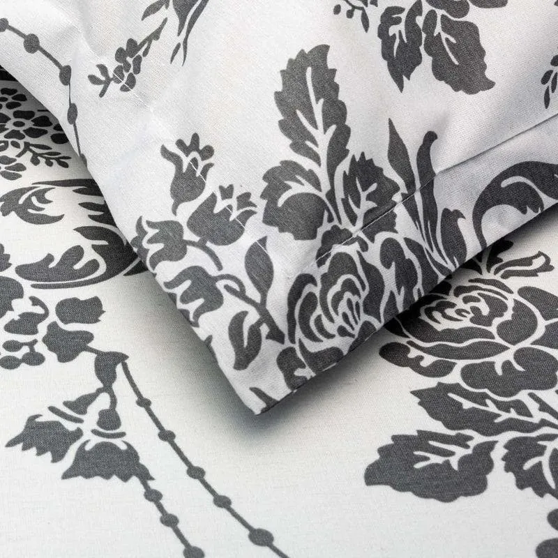 Swayam Floral Monochrome Cotton Bedsheet - 144 TC media 1
