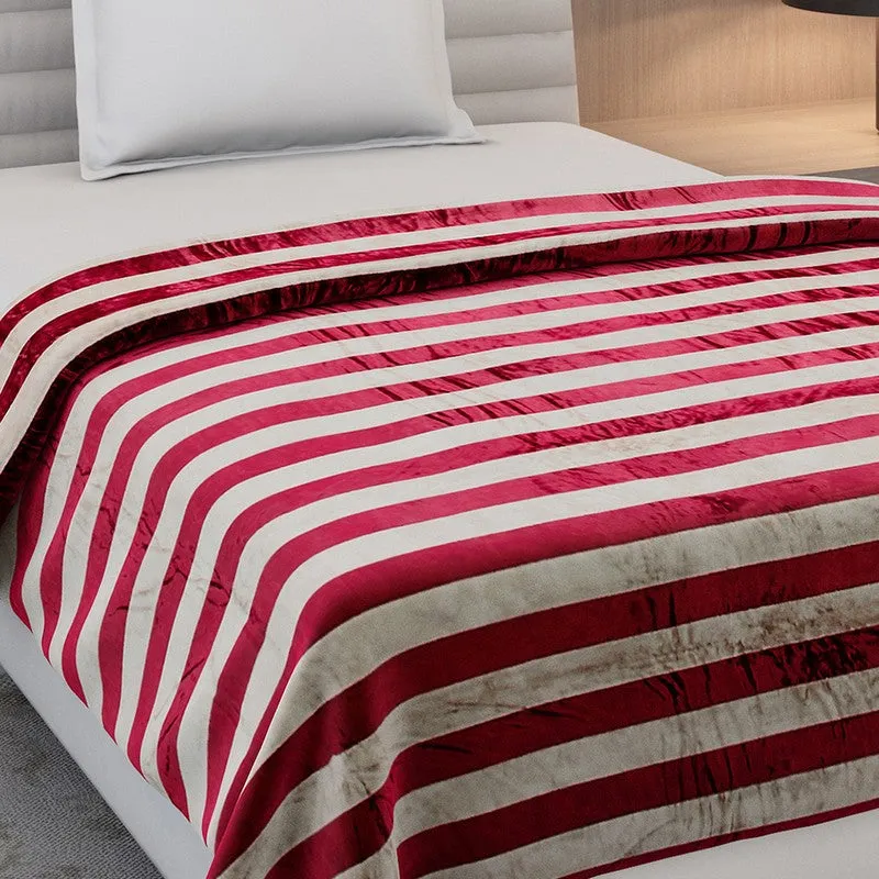 Monte Carlo Strivon Bold Stripes Polyester Blanket (Maroon) - 300 GSM media 5