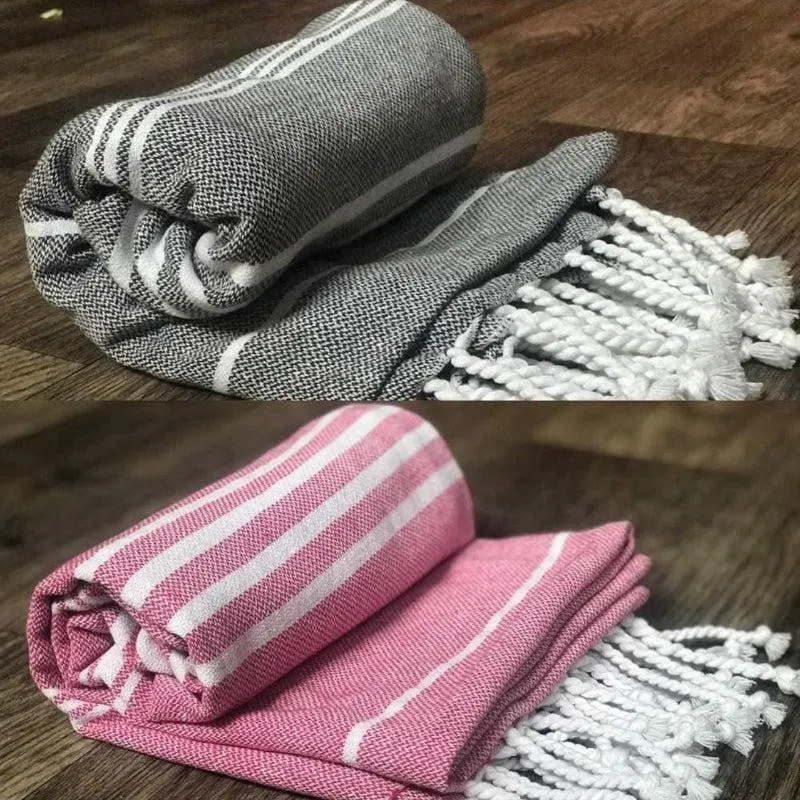 Rodgo Cotton Bath Towel (Grey & Pink ) - Set Of Two media 1