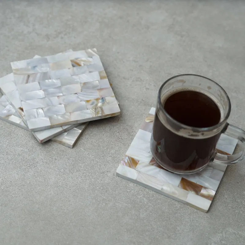 Casper Square Mother Of Pearl Coaster - Set Of Four media 5