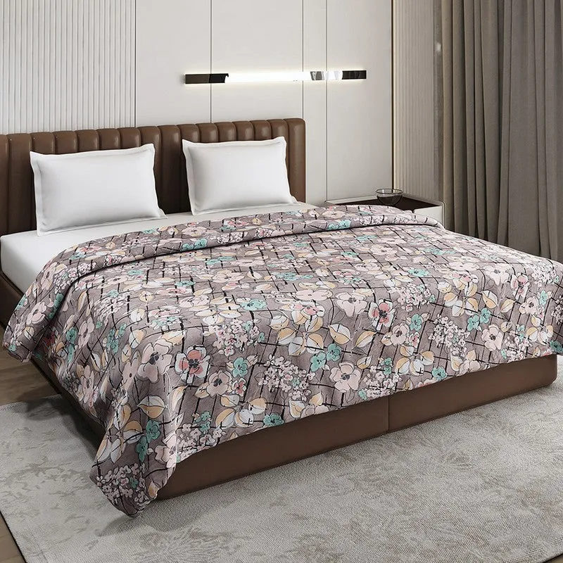 Monte Carlo Bluemora Floral Print Polyester Blanket (Beige) - 210 GSM media 1