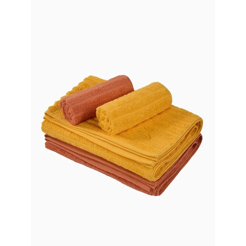 Monte Carlo Dry Lush Pure Cotton Towel Sets (Yellow,Rust) - Set of Four media 6