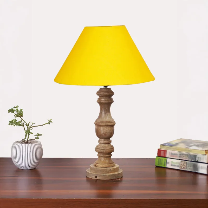 Cotin II Carve Wooden Table Lamp - Yellow,Brown media 3