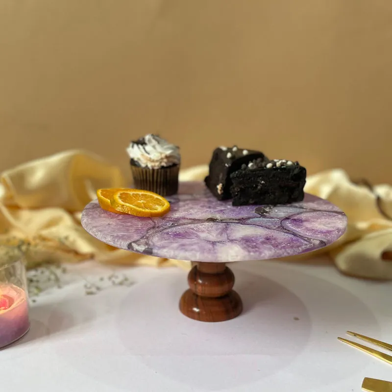 Emora Handcrafted Agate Cake Stand - Purple media 4