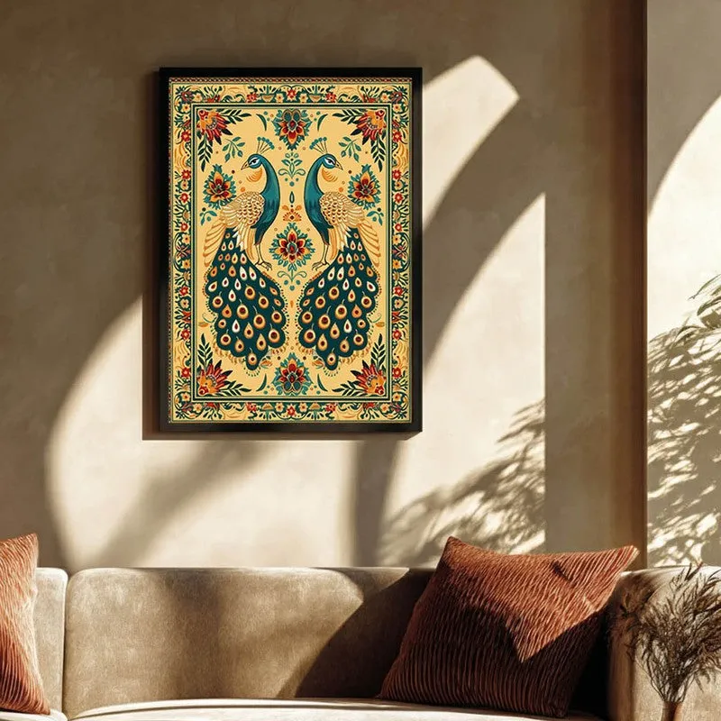 Mayura Folk Art Canvas Wall Painting With Black Frame media 4
