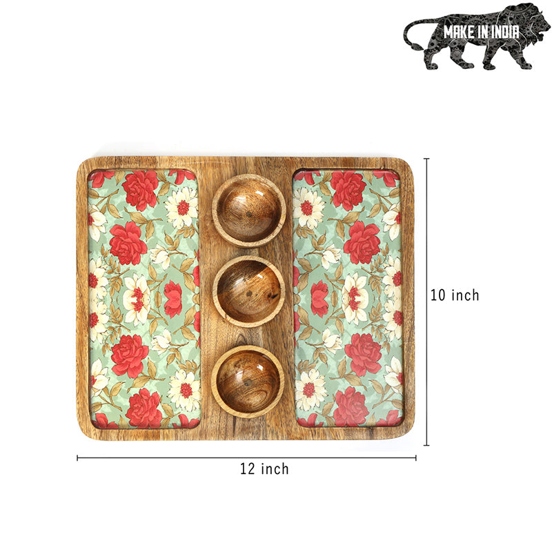 Fleur Aqua Mango Wood Platter (30 mL) - Four Piece Set media 7