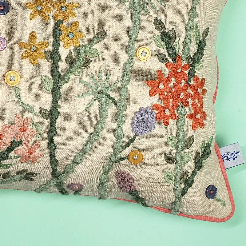 Botanic Dream Embroidered Cotton Cushion Cover media 5