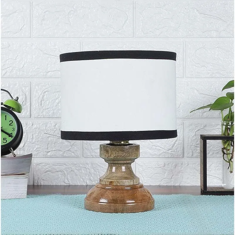 Striped Drum Fabric Table Lamp - Black,White media 3