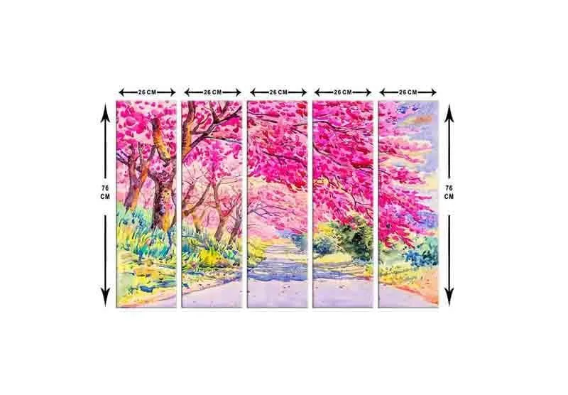 Pink Blossom Pathway Canvas Wall Art - Five Piece Set media 8