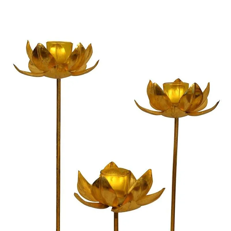 Lotus Pedestal Candle Holder - Set Of Three media 5