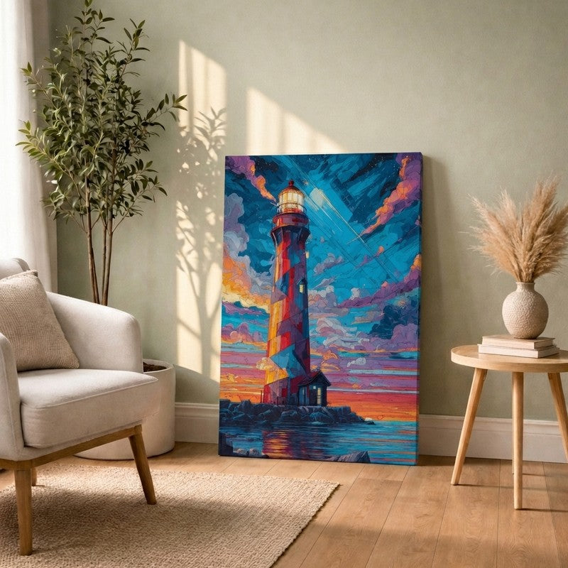 Ocean Guide Lighthouse Canvas Wall Art